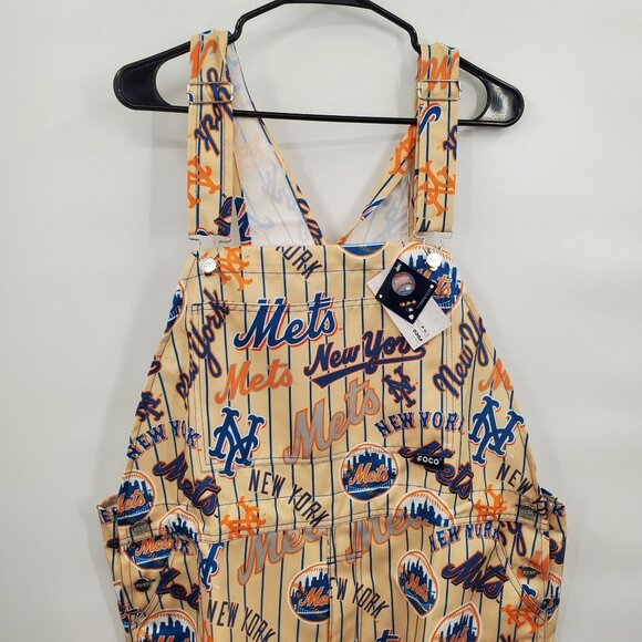 FOCO New York Mets Historic Print Bib Shortalls Men Size XL NWT Overalls Jumper - Picture 4 of 16